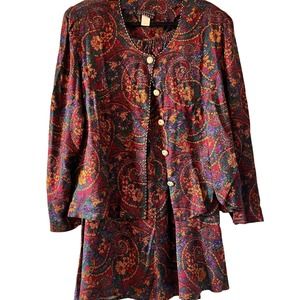 Vintage 1980's Women's 22W 2 Pc skirt suit 
Special Thyme Ltd Paisley Floral